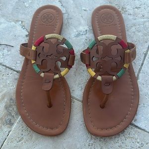 Tory Burch 7 Miller brown leather sandal .